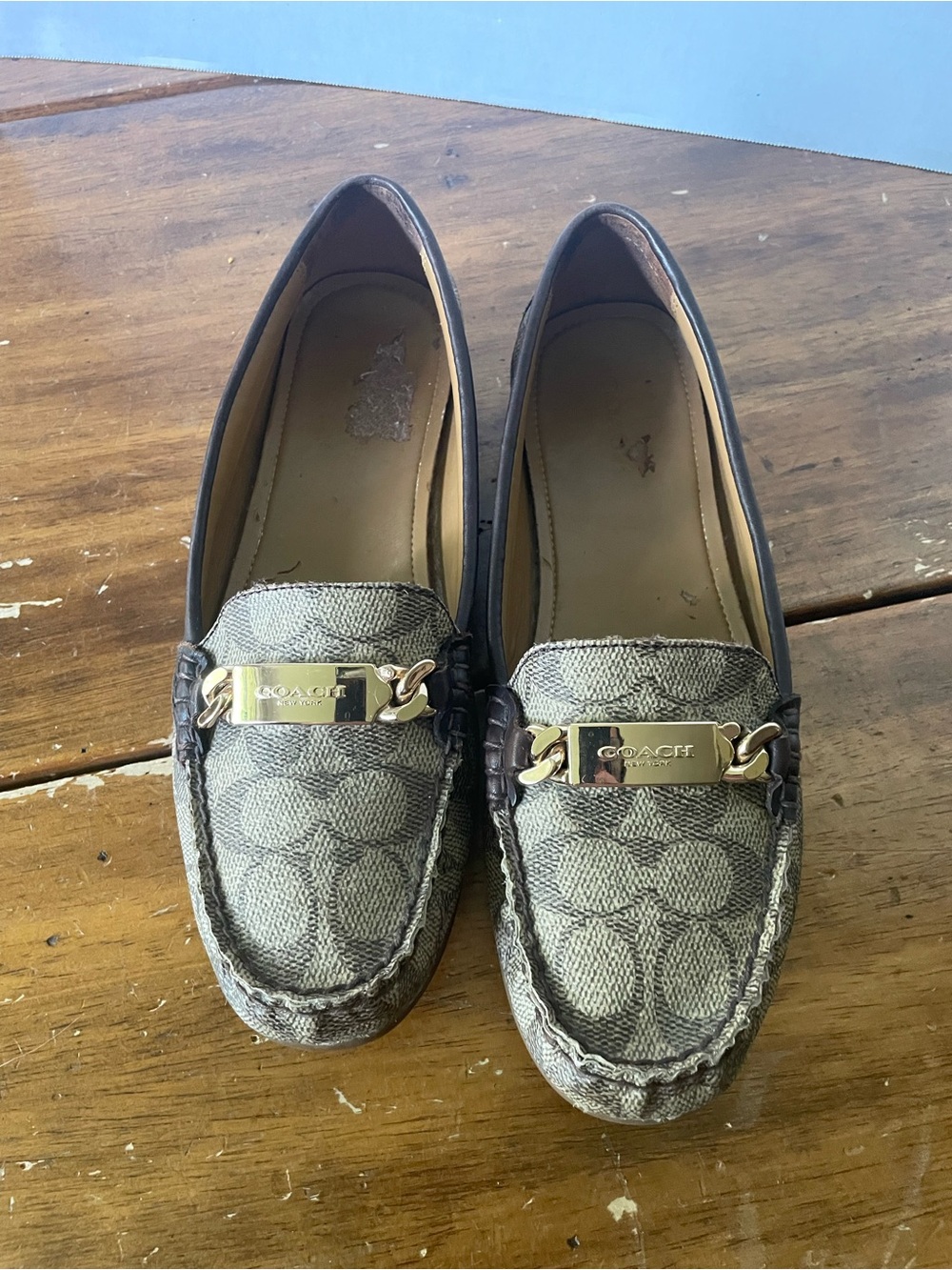 Coach Jacquard Loafers Driving Moccasin shoes flats Leather Signature Logo 7.5 - Picture 3 of 12